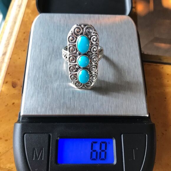 Sleeping Beauty Turquoise Sterling Silver Ring Size 6 - Picture 4 of 9